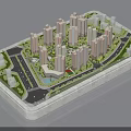 Professional Commercial Equipment for Residential Model Display with High Rise Buildings Greenery and Roads