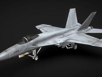 Modern Silver Fighter Jet With Aerodynamic Design Cockpit And Landing Gear 3d model