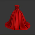 Elegant Red Strapless Formal Gown With Flowing Floor Length Skirt Design