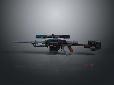 Futuristic Sniper Rifle Featuring High Precision Scope Metallic Parts and Tactical Design 3d model