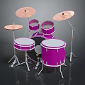 Stylish Purple Drum Set as Household Musical Instrument with Full Accessories