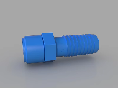 Blue 3D Printed Hexagonal Threaded Mechanical Part With Cylindrical Structure 3d model