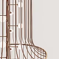 Modern Birdcage Shaped Metal Chandelier with Copper Frame and Contemporary Design