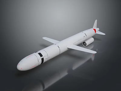 White Aerodynamic Military Missile With Wings Tail Fins And Engine Structure 3d model
