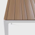 Modern Outdoor Tables With Wooden And White Tabletops And Metal Frames