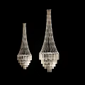 Modern Silver Geometric Chandeliers With Intricate Design On Black Background