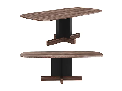Modern Wooden Dining Tables With Black Base And Contemporary Design 3d model