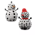 Snowman Dolls With White Bodies Black Spots Orange Noses Red Hats And Red Scarves