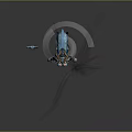 Fantasy Female Character With Blue Silver Armor Horned Head And Transparent Wings