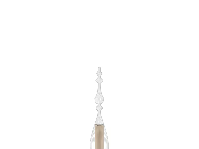 Elegant White Pole Chandelier with Beige Tassel in Minimalist Hanging Design 3d model