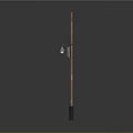 Simple Street Light Structure With Wooden Pole And Green Lamp Shade