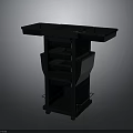 Black Utility Cart With Multiple Drawers Dual Top Trays And Rolling Wheels For Storage