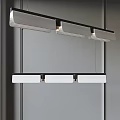 Modern Linear Chandelier Design With Black Frame And Three White Lamps 3d model
