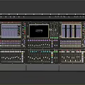 Professional Electronic Audio Mixing Console With Digital Display Colorful Faders And Control Panel 3d model