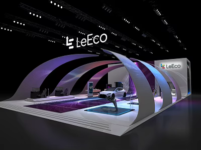 LeECO Exhibition Booth With Curved Structure Modern Lighting And Display Area 3d model
