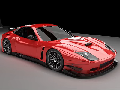 Red Modified Sports Car With Sleek Body And Aerodynamic Design Features 3d model