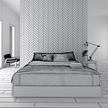 Modern background double bed combination 3d model