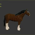Brown Horse Model with Black Mane Tail and White Legs Standing on Gray Background