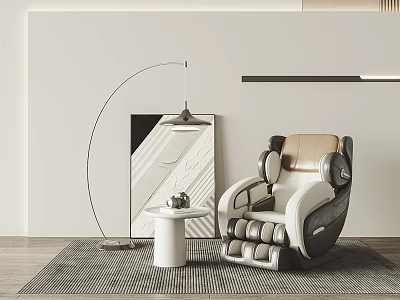 Modern Minimalist Interior With Massage Chair Floor Lamp And Side Table 3d model