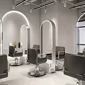 Modern MCQ Hair Salon Exterior With Glass Facade And Styling Chairs