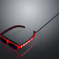Red Stylish Glasses Featuring DIPLOMA Logo on Frame with Black Temples and Connecting Wire