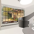 Modern Indoor Living Plant Wall Design With Curved Structure Palm Trees And Display Podiums