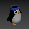 Cute Penguin Game Animated Movie Character With Blue Hat Orange Beak And Feet