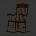 Traditional Wooden Rocking Chair With Curved Backrest And Armrests Design