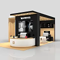 NESPRESSO Exhibition Booth Design With White Reception Counter And Wooden Panels