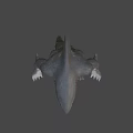 Muscular Shark Headed Game Movie Character With Open Mouth And Standing Pose