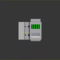Gray Computer Server Cabinet Featuring Open Doors Internal Components Green Indicator Lights And Yellow Wires