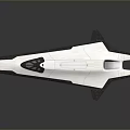 Futuristic Sleek White Aircraft Model With Black Edges And Blue Light