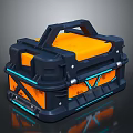 Futuristic Storage Case With Black Orange Design Blue Glowing Lines Sturdy Handle 3d model