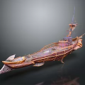 Fantasy Decorative Ship With Elaborate Structure Tall Mast And Colorful Details