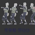 Game Anime Character With White Hair Headband Green Vest And Multiple Action Poses