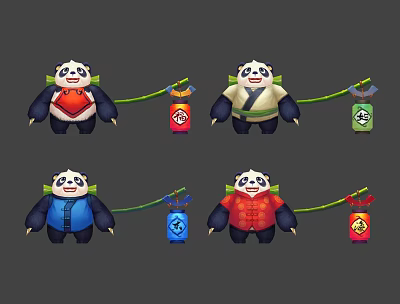 Modern game character panda 3d model