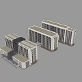 Modern Commercial Building Complex With Connected Structures And Contemporary Glass Facades 3d model