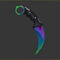 Tactical Karambit Knife With Colorful Blade Black Handle And Ring Guard