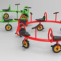 Colorful Circular Children's Playground Equipment With Red Green Seats And Wheels