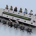 Modern Conference Table In Office Meeting Room With Comfortable Chairs And Green Plant