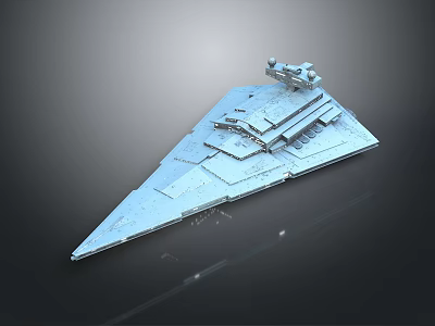 Futuristic Sci Fi Triangular Starship Model Featuring Layered Decks And Top Structures 3d model
