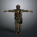 3D Tactical Soldier Figure In Camouflage Uniform With Helmet Goggles And Gear
