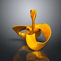Yellow Three Bladed Propeller With Shiny Metallic Surface And Dark Background Reflection 3d model