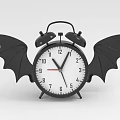 Unique Black Alarm Clock With Bat Wings And Double Bells Design 3d model