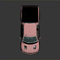 Pink Pickup Truck With Blue Windows Black Roof And Reflective Surface