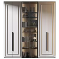 Modern White Wardrobe With Glass Doors Interior Shelves Lighting And Black Accents