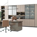 Office General Manager Office Special Cabinet Bookcase Top Desk Office Desk and Chair Combination Boss Office Office Office Space Special Ornaments 3d model