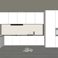 Modern White Kitchen Interior Featuring Sleek Cabinets Countertop Stove And Oven