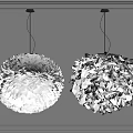 Elegant Round Feather Pendant Lights Hanging With Soft Lighting For Modern Interior Decor 3d model