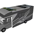 Modern Gray White Motorhome With Black Stripe Decals And Large Windows 3d model